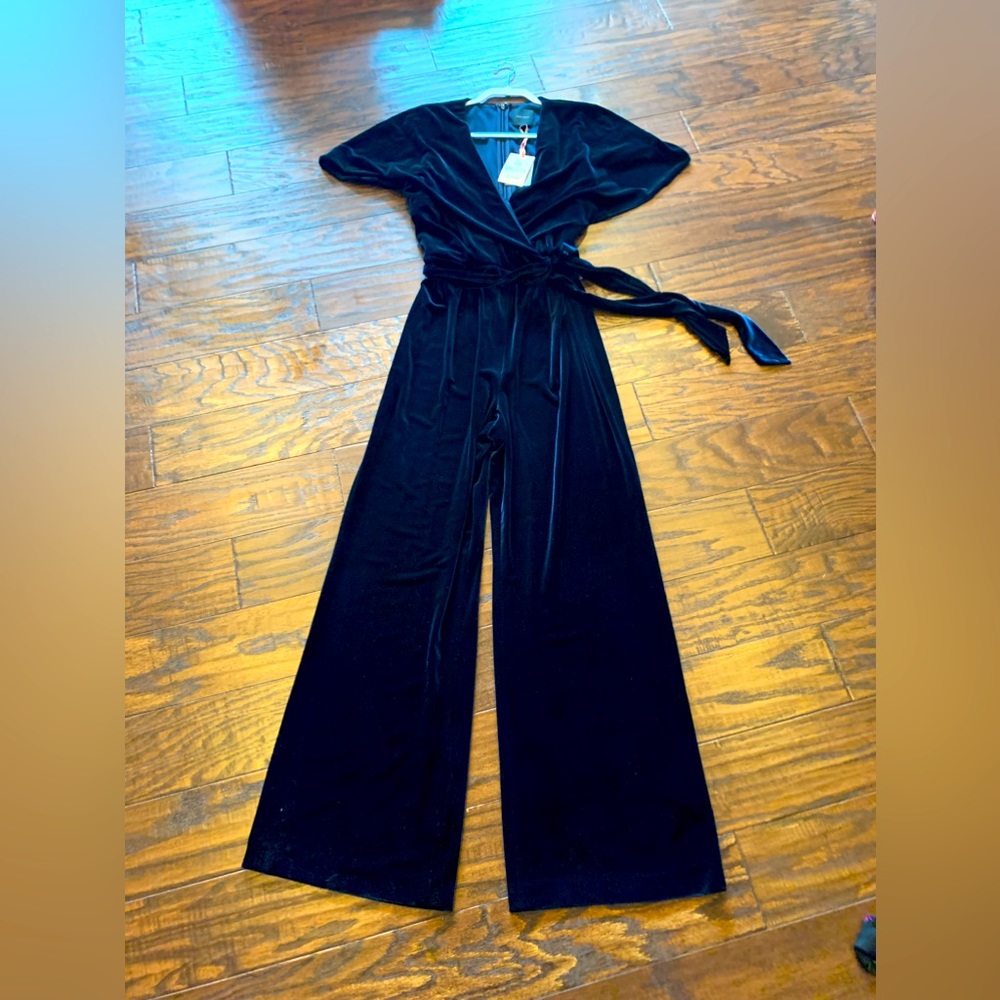 Alex Marie jumpsuit size 12 velvet navy blue